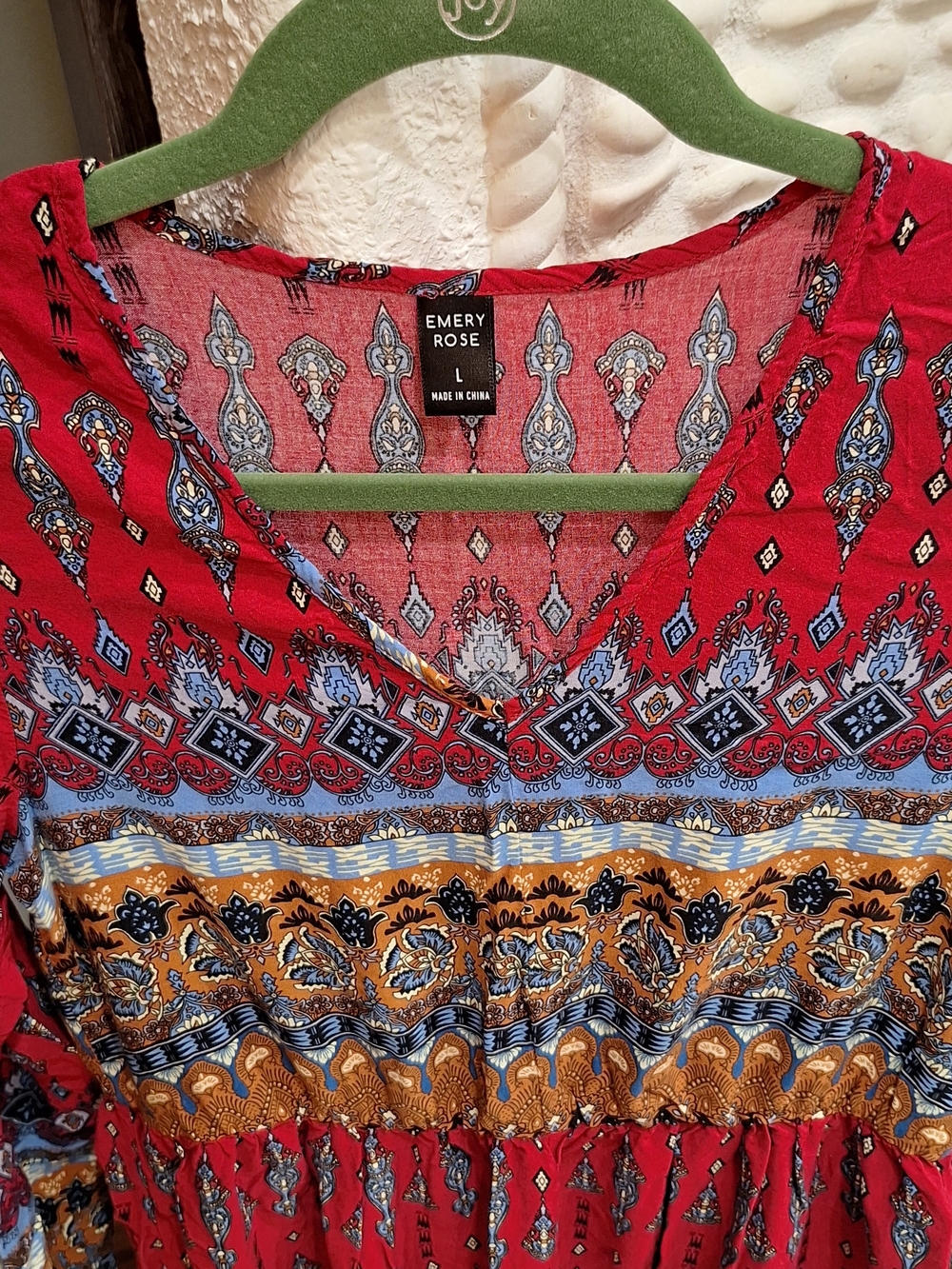 Emery Rose Red Printed Long Sleeve Dress